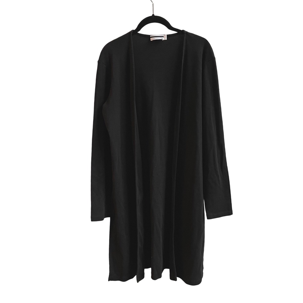 GRP1 Black Long Sleeve Open Front‎ Midi Cardigan Knit Jersey Women's Size Small